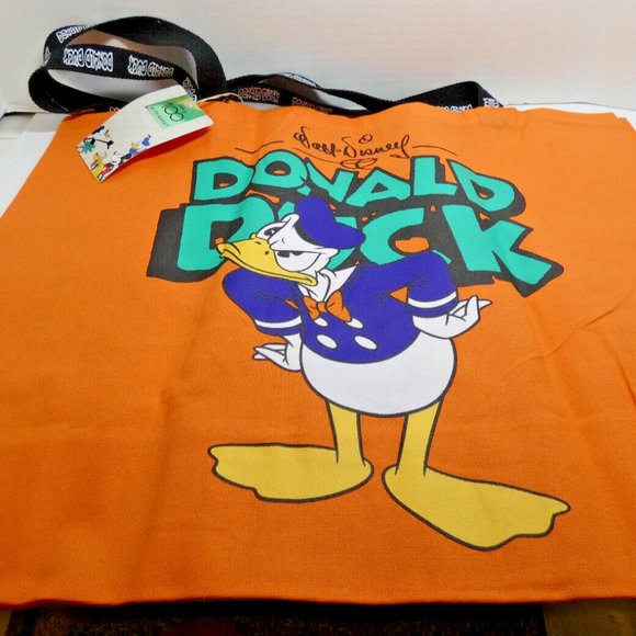 Disney Donald Duck Tote Bag Reusable Shopping Cotton Grocery 17x21x6 NWT - Picture 1 of 6